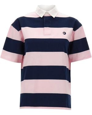 Coperni Striped Cotton Polo Shirt - Blue