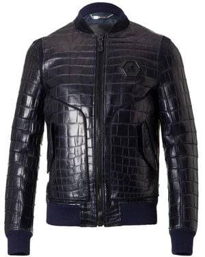 Philipp Plein James Leren Jack Met Krokodillen-Reliëf - Blauw