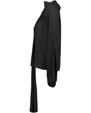 DR. HOPE Scarf-Collar Long-Sleeve Blouse - Black