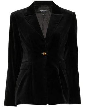 Cynthia Rowley Blazer Ajusté En Velours - Black
