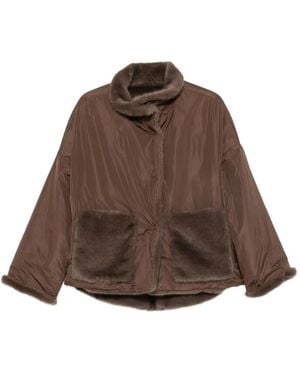 Collection Privée Faux-Fur-Trim Reversible Short Coat - Brown