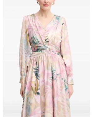 Guess Floral-Print V-Neck Dress - Pink