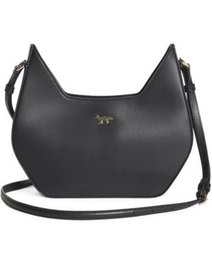 Maison Kitsuné Inare Leather Shoulder Bag - Grey