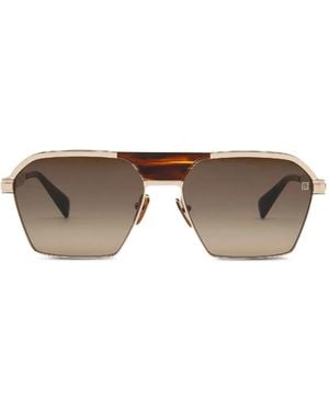Balmain Geometric-Frame Sunglasses - Brown