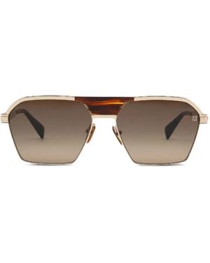 Balmain Sonnenbrille Mit Geometrischem Gestell - Braun