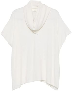 Lisa Yang Jordana Cowl-Neck Short-Sleeve Jumper - White