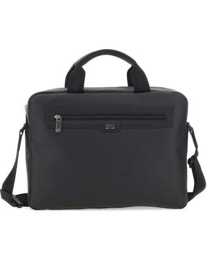 BOSS Pebbled-Effect Briefcase - Black