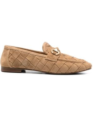 SERGIO MORETTI FIRENZE Woven Suede Loafers - White