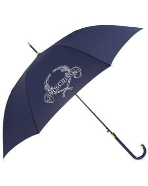 Moschino Logo-Print Umbrella - Blue