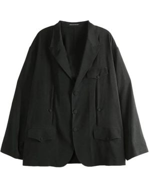 Yohji Yamamoto Pleated Flap-Pocket Coat - Black