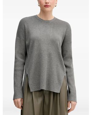 Benetton Side-Slit Crew-Neck Jumper - Grey