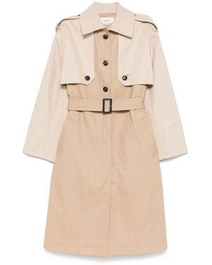 Ba&sh Two-Tone Cotton Gabardine Trench Coat - Natural