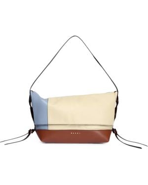 Marni Colour-Block Leather Shoulder Bag - White
