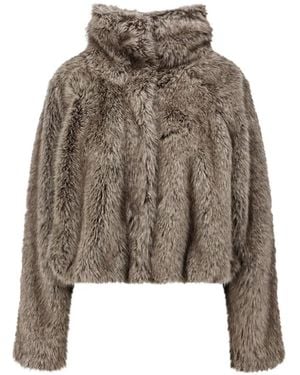 Alysi Chaqueta De Pelo Sintético Con Cuello Alto - Marrón
