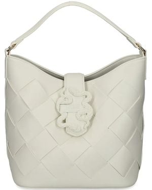Just Cavalli Woven Snake-Detail Bag - White