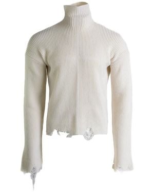 MATIERES FECALES Ribbed Jumper - White