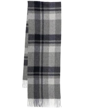 N.Peal Cashmere Checked Cashmere Scarf - Grey