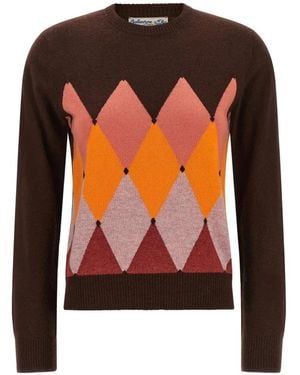 Ballantyne Diamond Intarsia-Knit Sweater - Orange