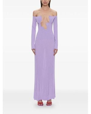 Christopher Esber Salacia Pleated Off-Shoulder Maxi Dress - Purple