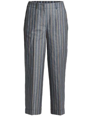 Peserico Vertical-Stripe Turn-Up Pants - Gray