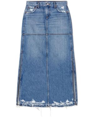 RE/DONE Split Mid-Rise Denim Skirt - Blue