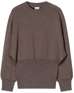 Closed Long-Sleeve Crew-Neck Sweater - Brown