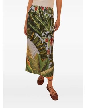 FARM Rio Amazonia Forest-Print Midi Skirt - Green