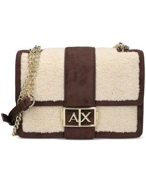 ARMANI EXCHANGE Logo-Plaque Shoulder Bag - Natural