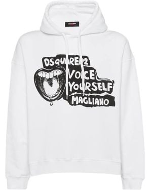 DSquared² X Magliano Slogan-Print Hoodie - White