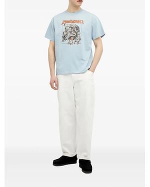 Brain Dead T-Shirt Met Print - Blauw