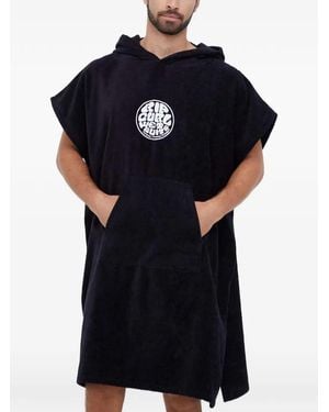 Rip Curl Logo-Embroidered Hooded Poncho - Black