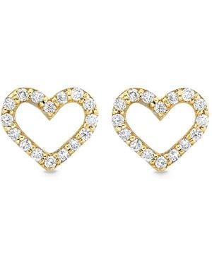 Sydney Evan Pendientes Heart en oro amarillo de 14 ct con diamantes - Metálico