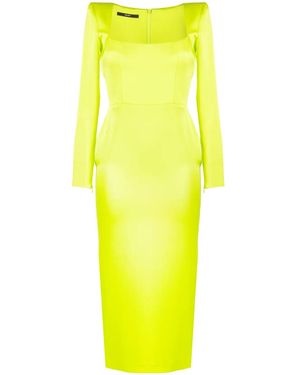 Alex Perry Square-Neck Midi Dress - Yellow