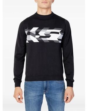 Antony Morato Geometric-Pattern Cotton Jumper - Blue