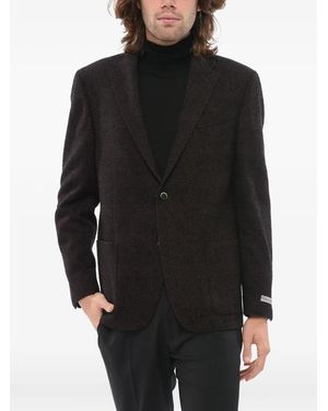 Corneliani Glen Plaid Single-Breasted Blazer - Black