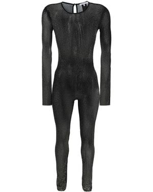 Patrizia Pepe Sheer Crystal-Embellished Jumpsuit - Black