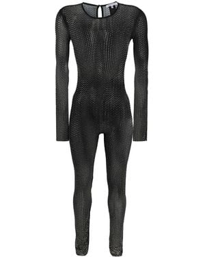 Patrizia Pepe Sheer Crystal-Embellished Jumpsuit - Black