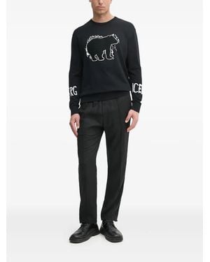 Iceberg Embroidered Long-Sleeve Sweater - Black