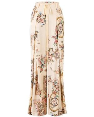 CAMILLA Tie-Detail Floral-Print Pants - Natural
