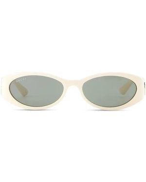 Gucci Gafas de sol Double G con montura oval - Blanco