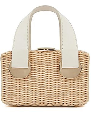 Rodo Laurelle Wicker Tote Bag - White