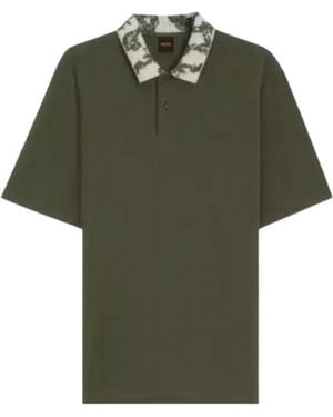 BOSS Abstract-Print Polo Shirt - Green