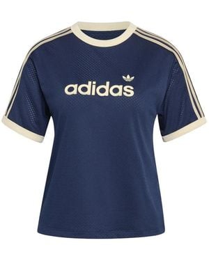 adidas Logo-Print Mesh T-Shirt - Blue