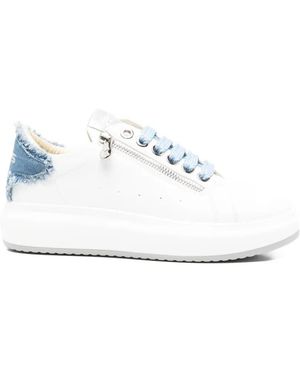 Keys Frayed Leather Sneakers - White