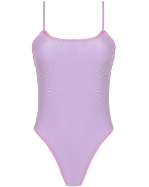 Amir Slama X Tati Barbieri Blanket-Stitched Star-Cutout Swimsuit - Purple