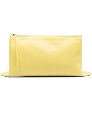 Jil Sander Logo-Debossed Clutch Bag - Yellow