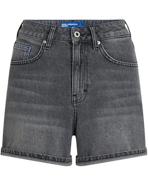 KARL LAGERFELD High-Rise Denim Shorts - Grey