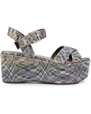 Missoni Zigzag-Knit Platform Sandals - Gray