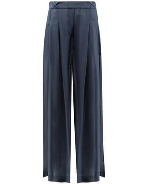 Semicouture Pantalon Palazzo À Design Plissé - Blue