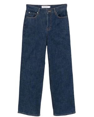 Self-Portrait Logo-Patch Straight-Leg Jeans - Blue